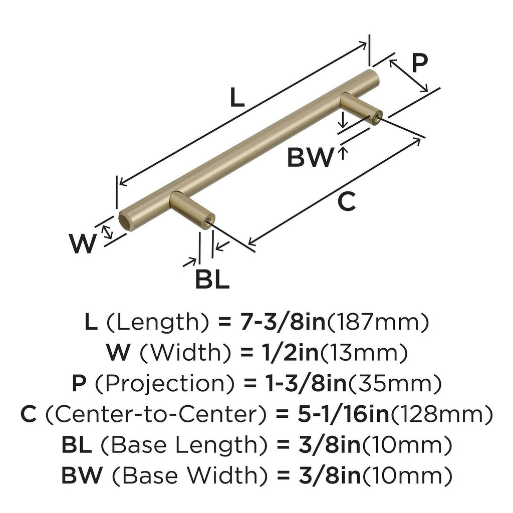 Amerock | Cabinet Pull | Golden Champagne | 5-1/16 inch (128 mm) Center to