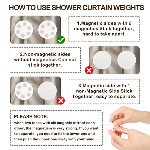 8 Pack Shower Curtain Weights, Rubber Covered Magnetic Curtain Weights, Shower