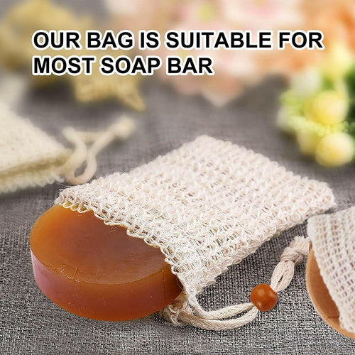 8 Pack Soap Bag Natural Sisal Soap Saver Bag Pouch Mesh Waste Exfoliating