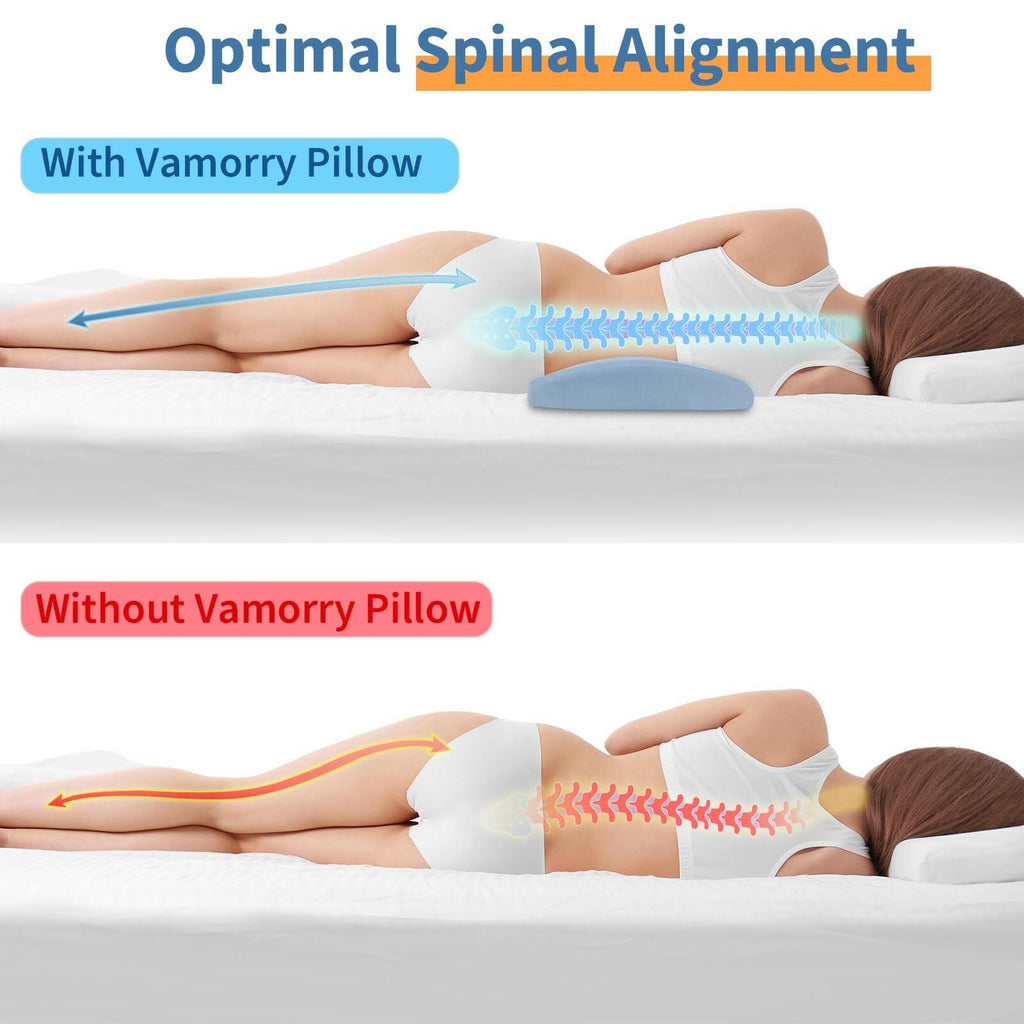 Lumbar Support Pillow for Bed: Memory Foam Lower Back Pain Relief Pillow for