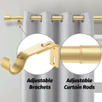 GEEBOBO Gold Curtain Rods for Windows 66 to 120 Inch, 1 Inch Adjustable Heavy