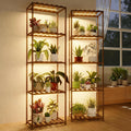 2 PCS Bamworld Plant Stands with Grow Lights Tall Plant Shelves for Mutiple Pots
