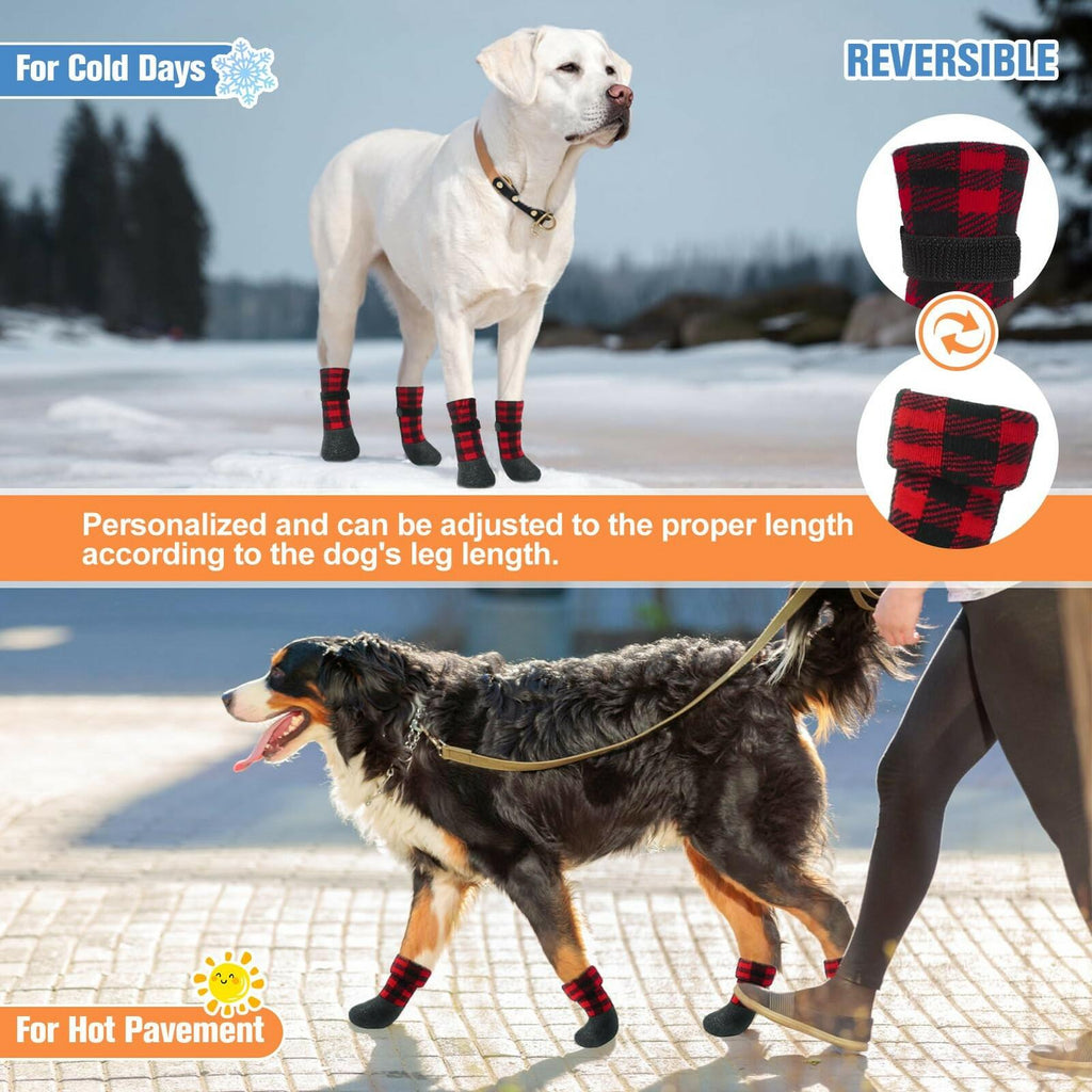 BEAUTYZOO Waterproof Dog Socks to Prevent Licking Paws, Christmas Dog Socks for