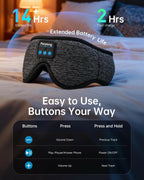 Sleep Mask with Bluetooth 5.4 Headphones, 3D Contoured Sleep Eye Mask with