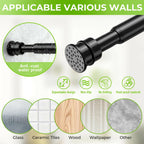 2 Pack Spring Tension Rods 28-48 Inches No Drill Tension Curtain Rods Black