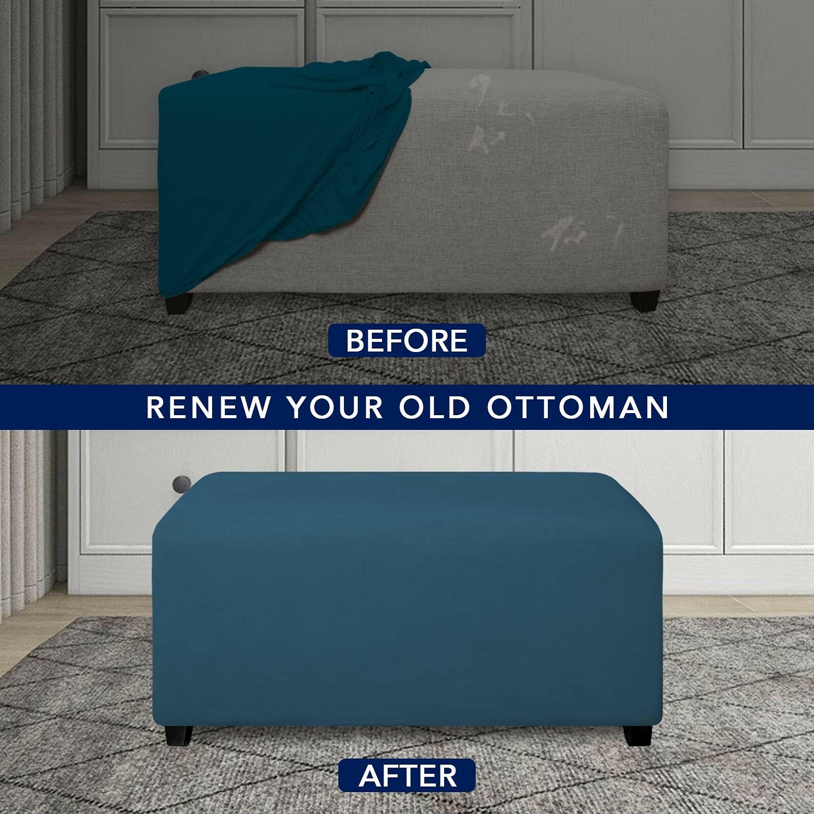 PureFit Super Stretch Soft Form Fit Ottoman Cover Rectangle - Ottoman Slipcovers