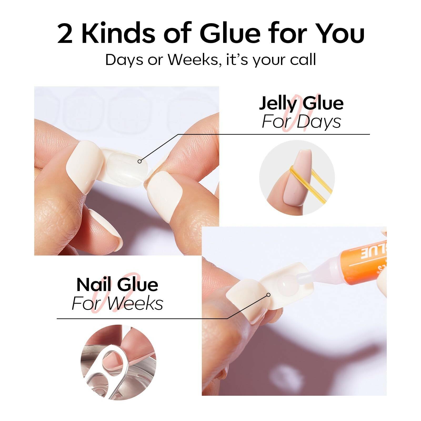 modelones Nude Pink Short Press on Nails, Semi-Transparent Oval Fake Nails Kit