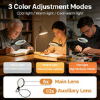 Magnifying Glass with Light - 5.4 in Hands Free Magnifying Glass for Reading,