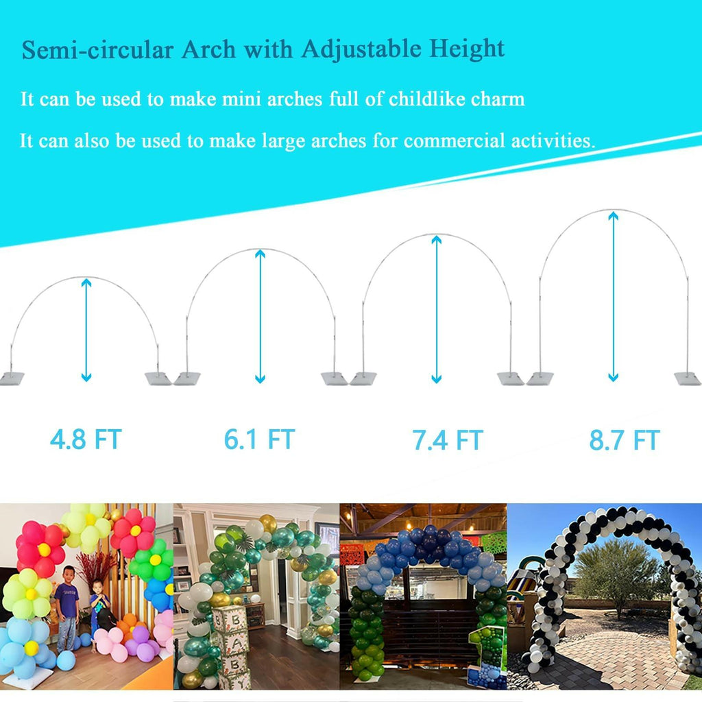 Decojoy Balloon Arch Stand, 7.5ft Large Round Backdrop Frame, Adjustable Half