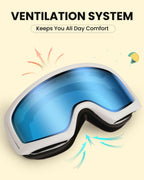 SNOWER Kids Ski Goggles, Anti-Fog Snow Goggles with OTG Design, 100% UV