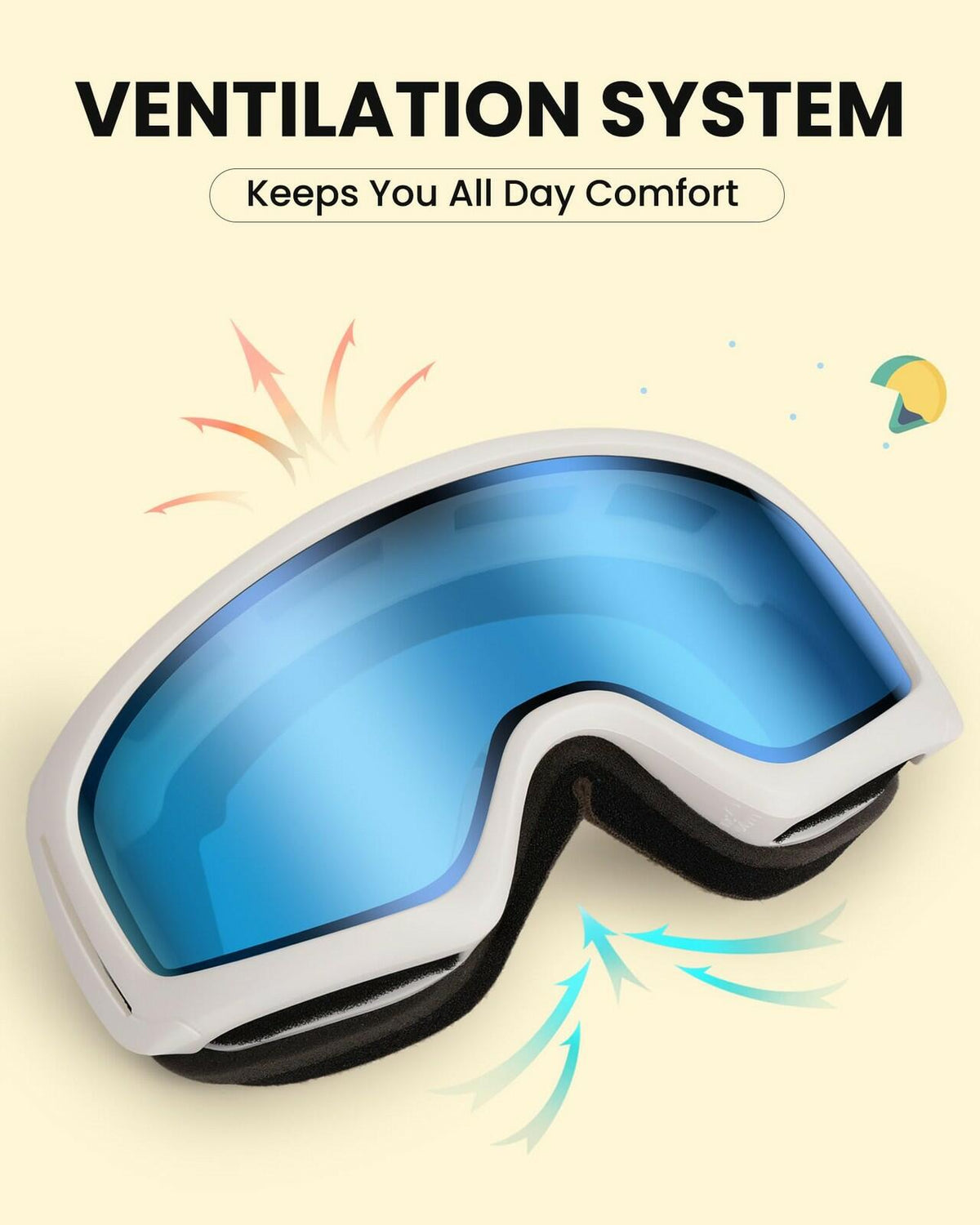 SNOWER Kids Ski Goggles, Anti-Fog Snow Goggles with OTG Design, 100% UV