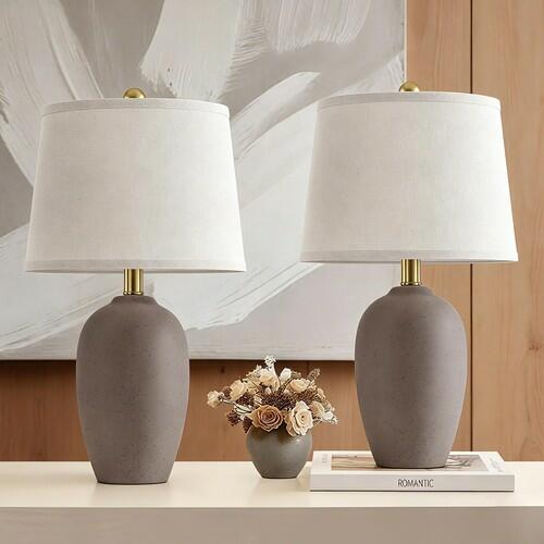 AIEAMPDO 21'' Set of 2 Farmhouse Ceramic Small Table Lamps for Living Room