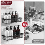2 PACK Getsrichfc Adhesive Shower Caddy, Shower Shelves with 16 Hooks, Rustproof