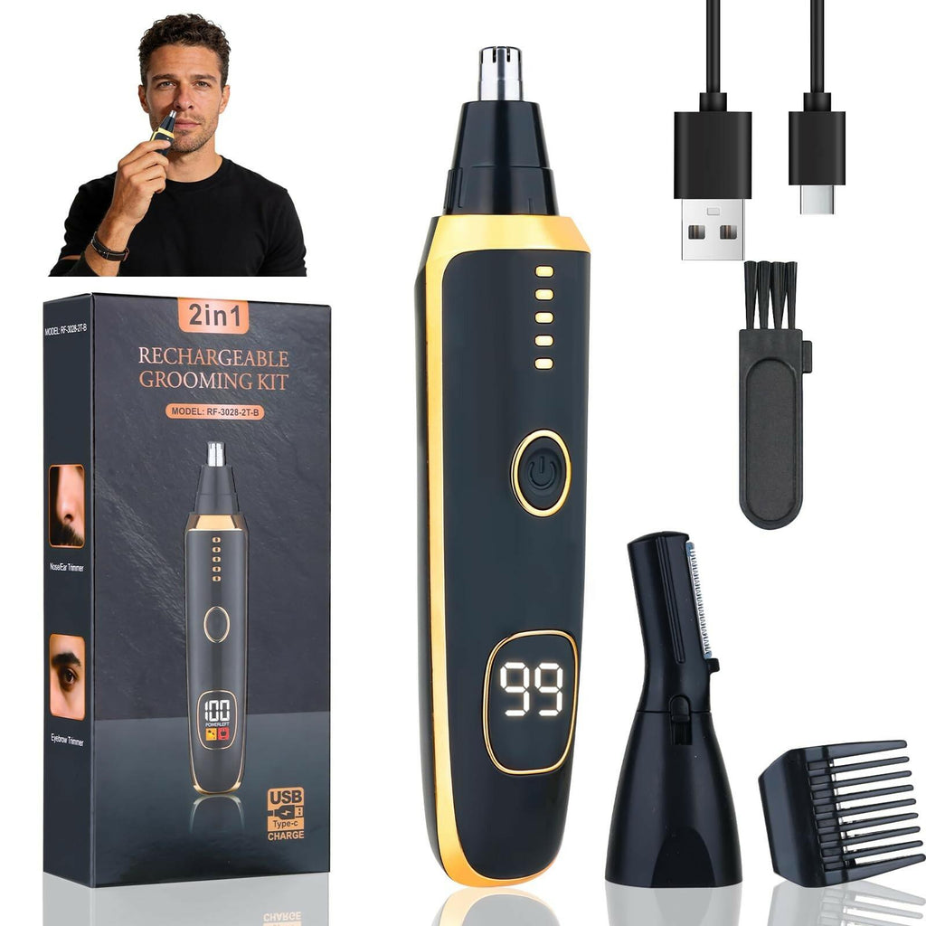Yunmiss Nose and Ear Hair Trimmer for Men Women,2 in 1 LED Display Eyebrow Hair
