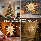 Lewondr Christmas Tree Topper Star, 13inch 10-Point Light Up Xmas Star Treetop