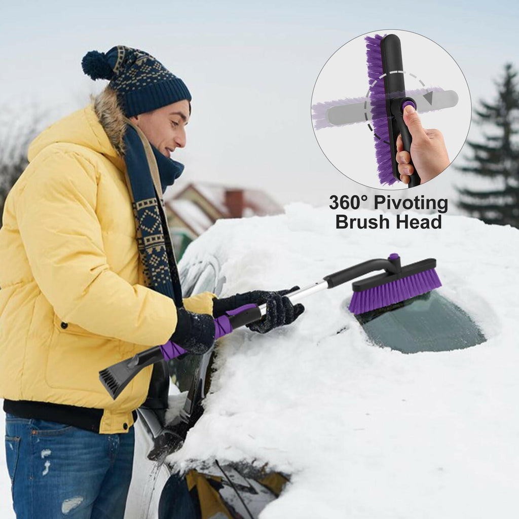 Odoland 2 Pack 33" Extendable Snow Brush with Detachable Ice Scraper for Car