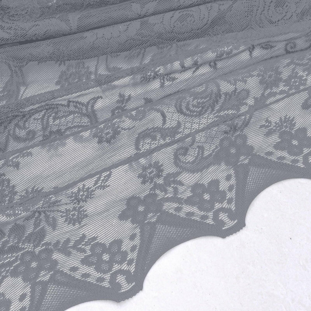 Huierxun Grey,59"x41" Elegant Lace Waterfall Window Valance with Bead Tassels