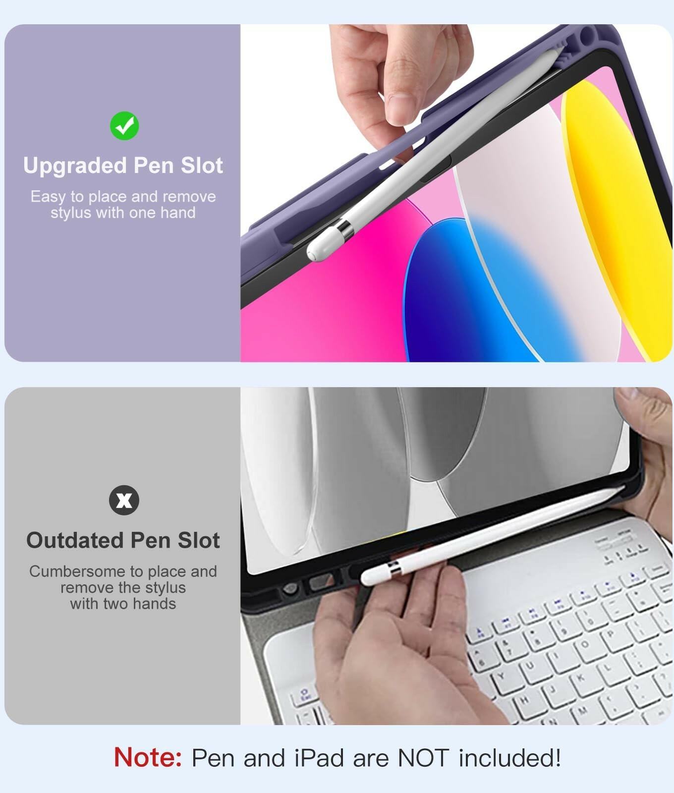 Hamile for iPad 11th 10th Generation Case with Keyboard - 7 Colors Backlit