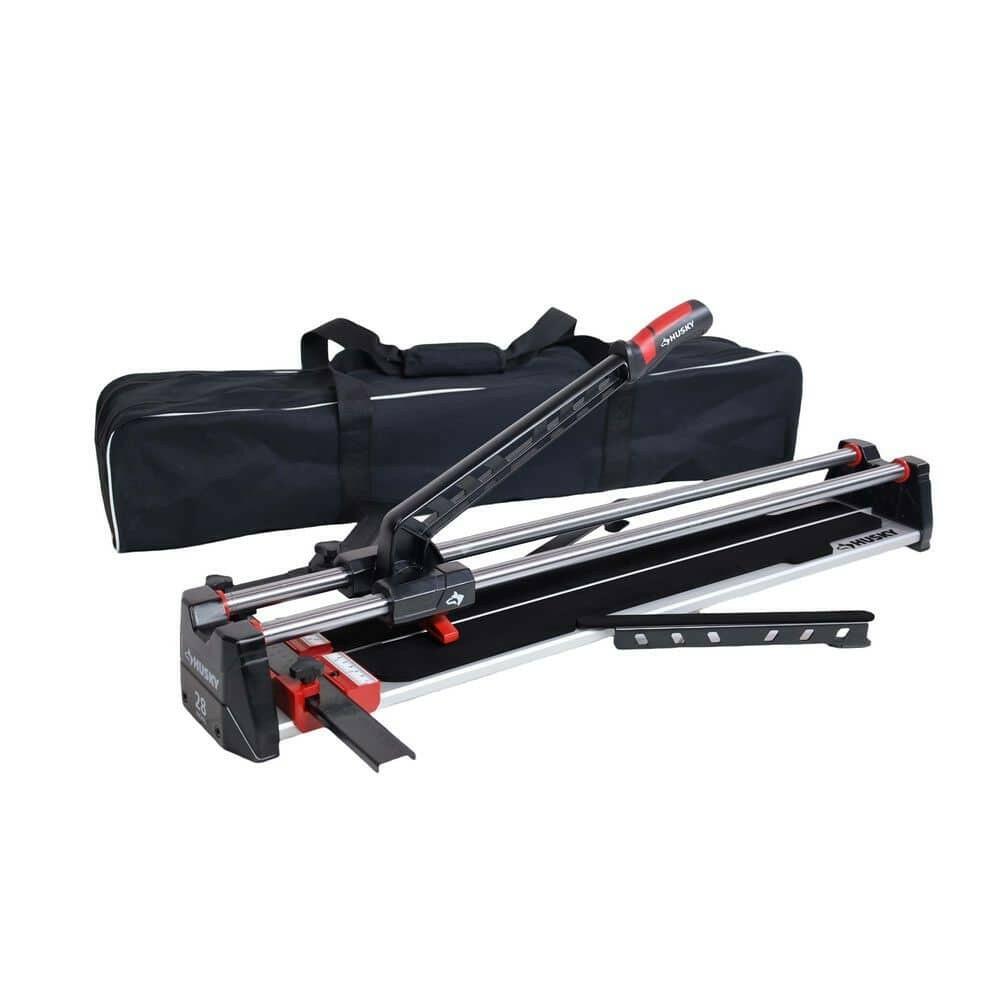 Husky 28 in. Tile Cutter with Tungsten Carbide Blade and Adjustable Gauge