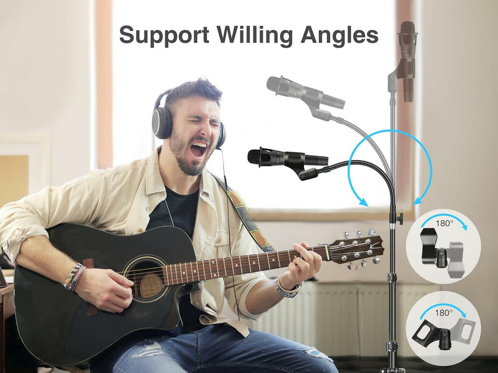 Elitehood Aluminum Foldable Microphone Stand, 82’’ Tall & Height Adjustable Mic
