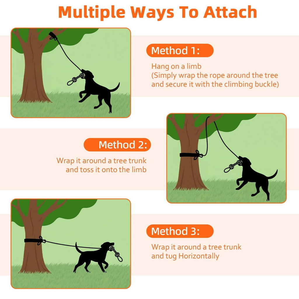 Tivray Outdoor Bungee Tug Toy, Dog Hanging Bungee Tug Toy with 3 Dog Chew Ropes,