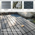 42 Pack Interlocking Deck Tiles, 12"x12"x0.8" Plastic Patio Flooring Outdoor