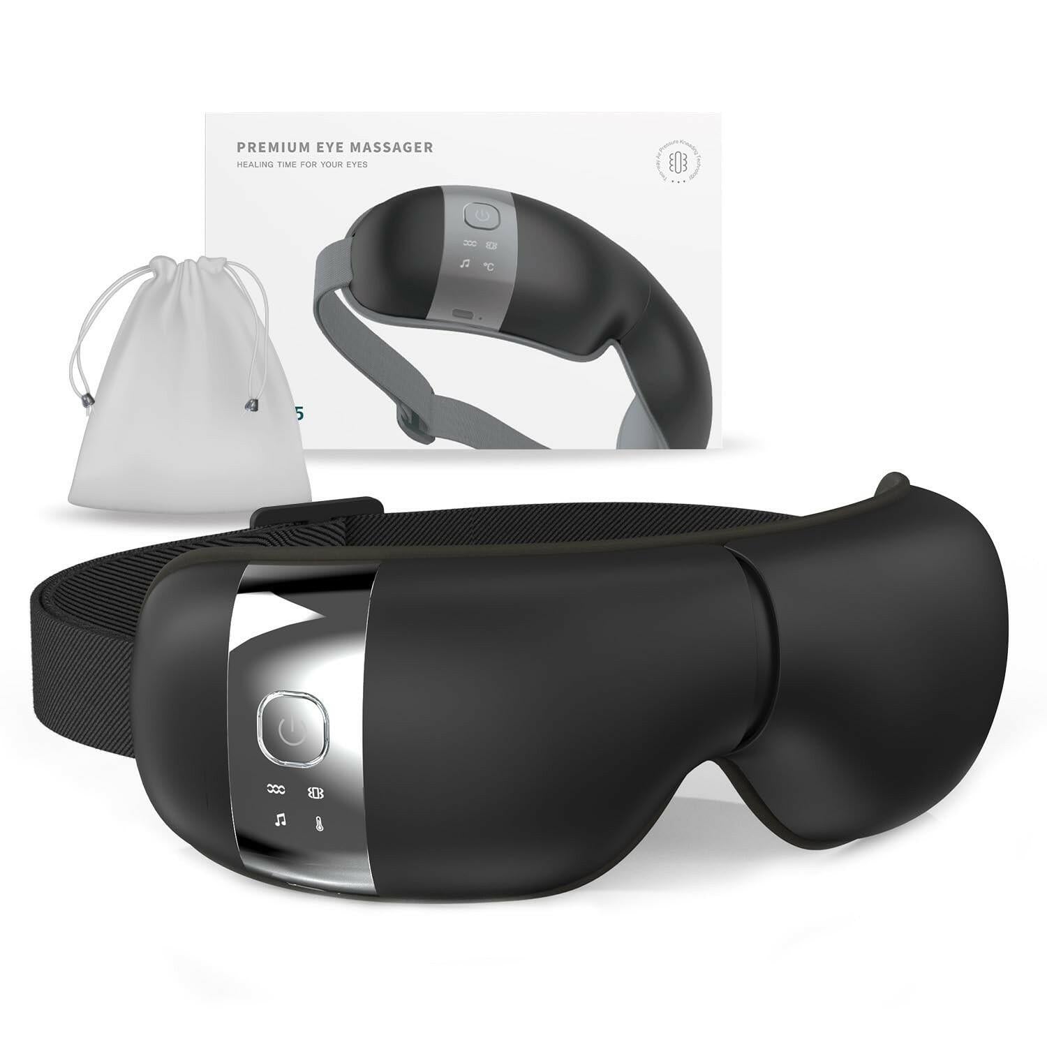 Black HuBDIC HubiCare Eye Massager with Heat, Vibration, and Music Helps Relieve