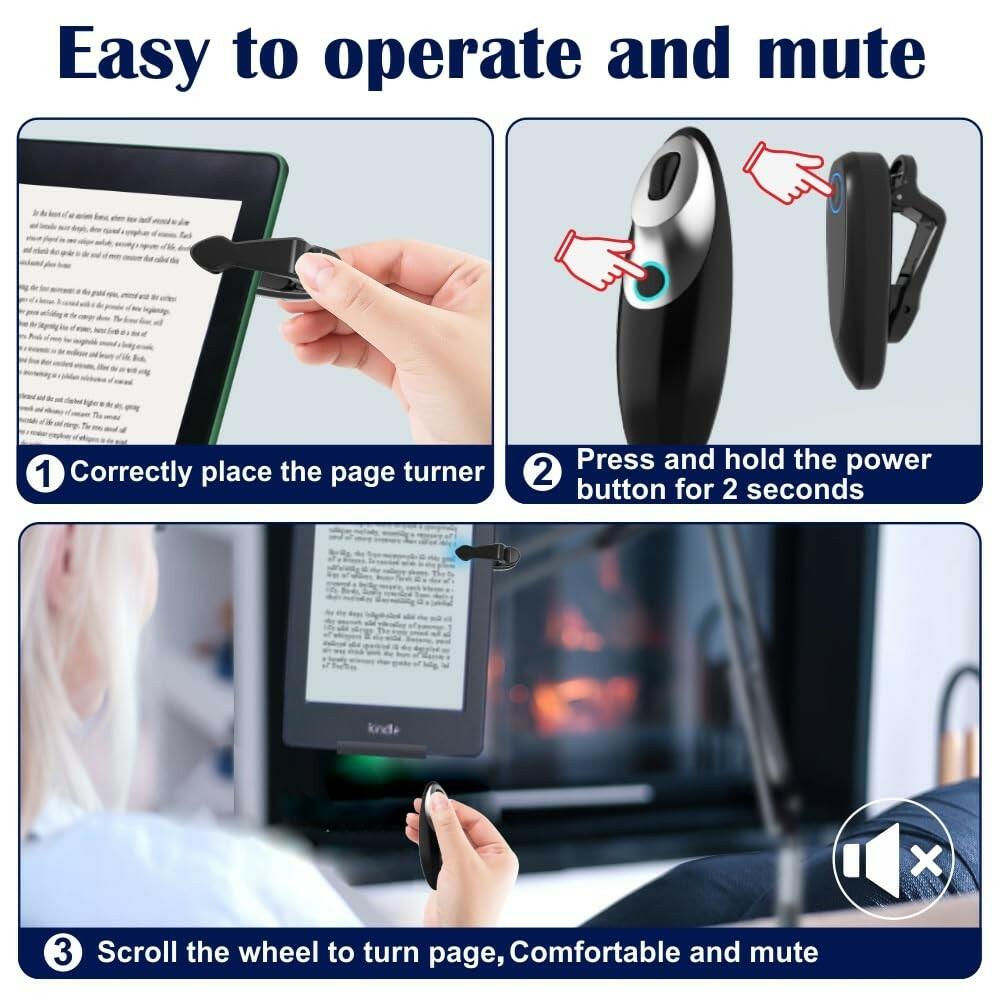 Remote Control Page Turner for Kindle Paperwhite Oasis Kobo eBook Readers,Mute