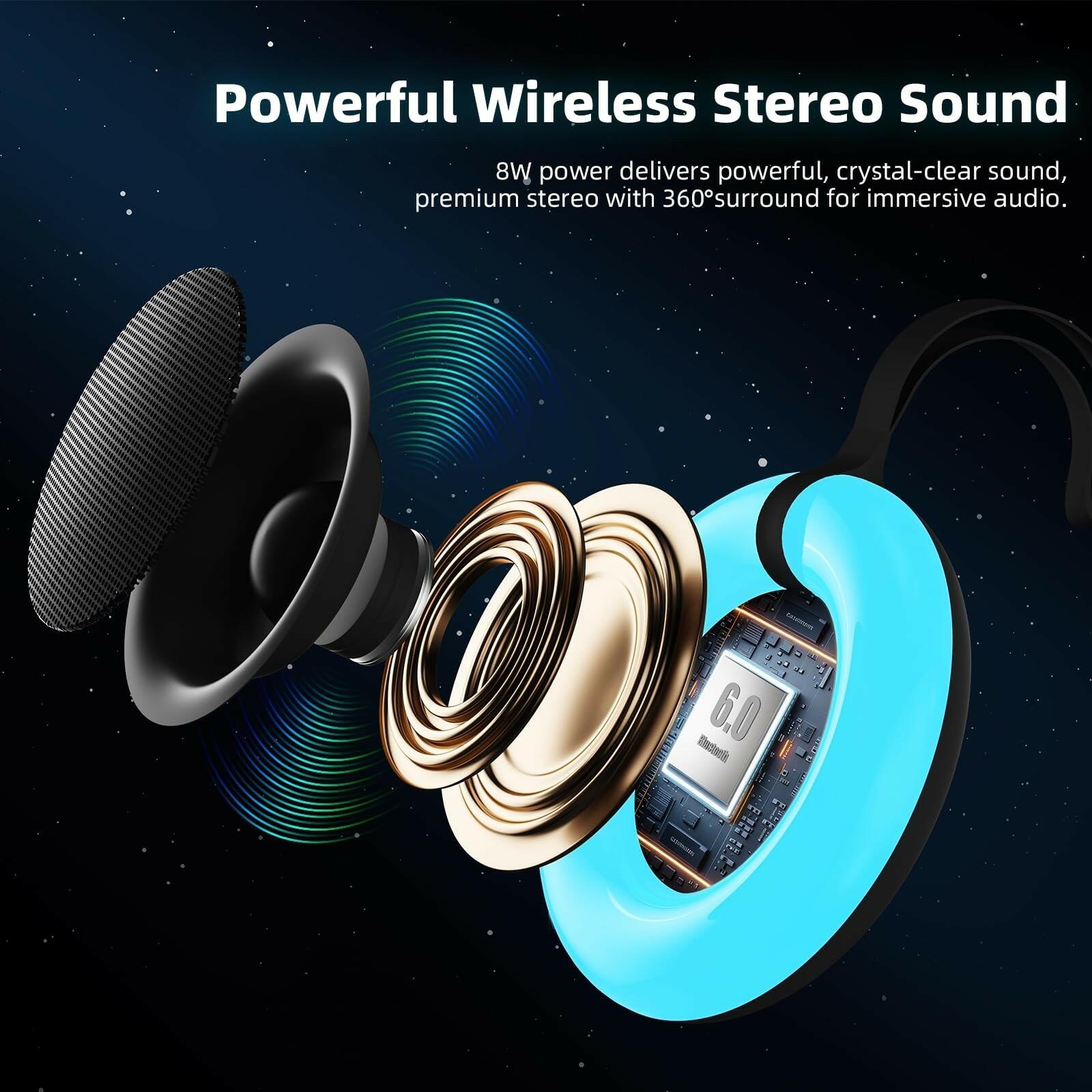 Xinborry IPX7 Waterproof Speaker with Dynamic LED Light,Bluetooth Shower