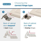 Amerock BPR3428CZ | Cabinet Hinge | 3/8 in (10 mm) Inset Self Closing Face Mount