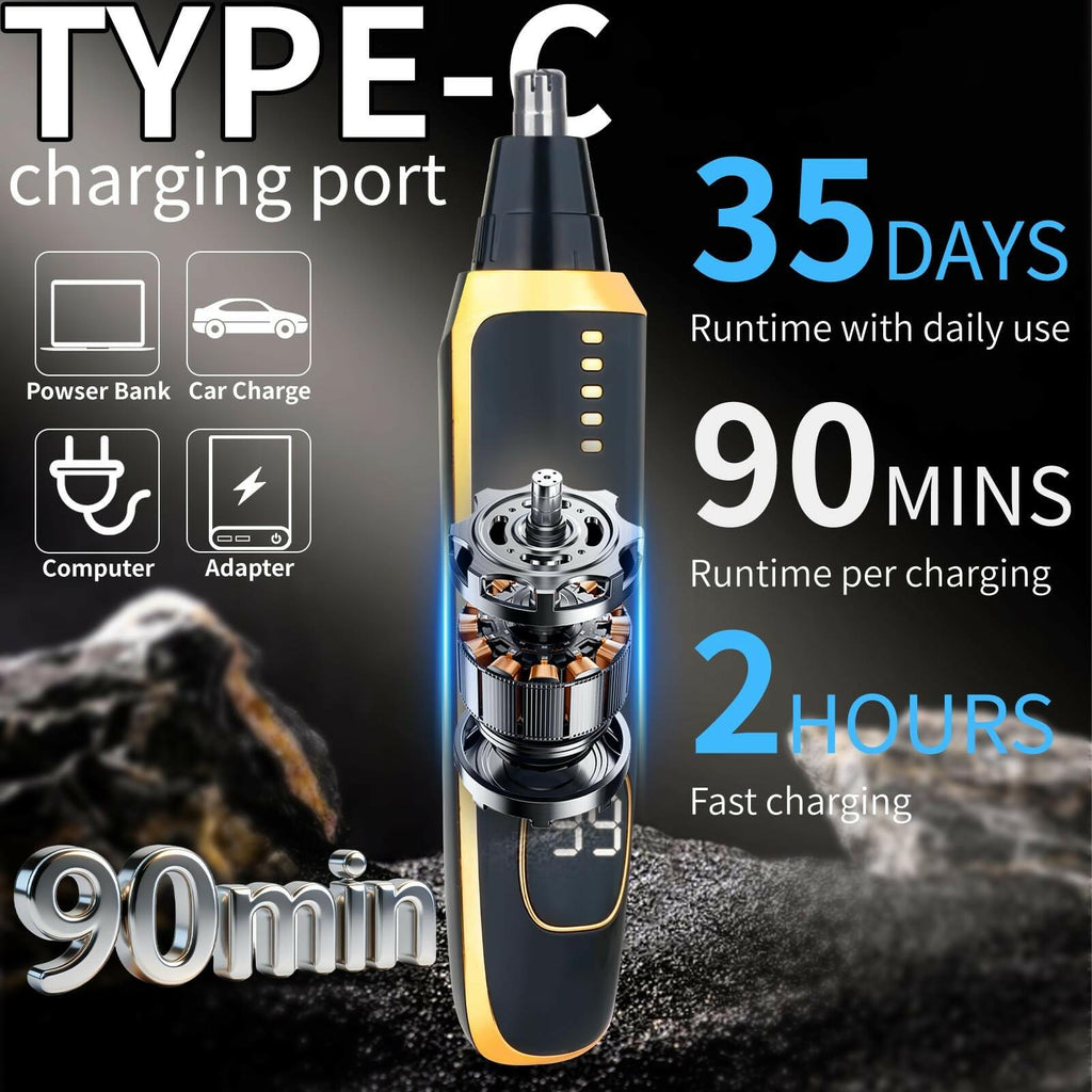 Yunmiss Nose and Ear Hair Trimmer for Men Women,2 in 1 LED Display Eyebrow Hair