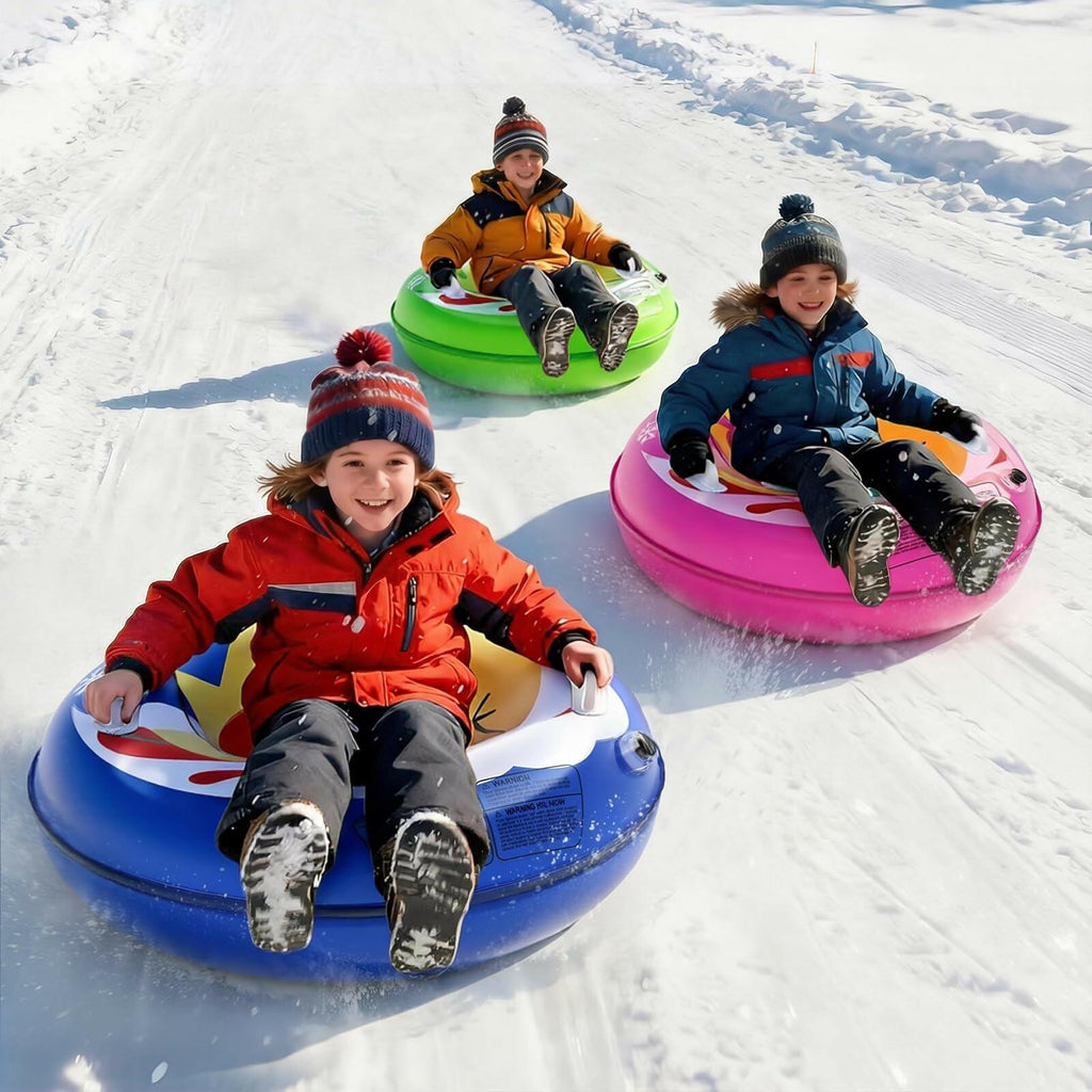Kids Snow Tube Sleds 3 Pack, 36" Inflatable Snow Sled, Heavy Duty PVC Sledding