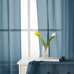 40" W x 84" L Lecloud Dusty Blue Sheer Curtains 84 Inches Long 2 Panels, Light