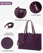 LOVEVOOK 15.6 Inch Laptop Bag for women, Large Waterproof PU Leather Work