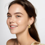 LWALMS Chunky Gold Earrings for Women - Double Knots 14K Real Gold Plated