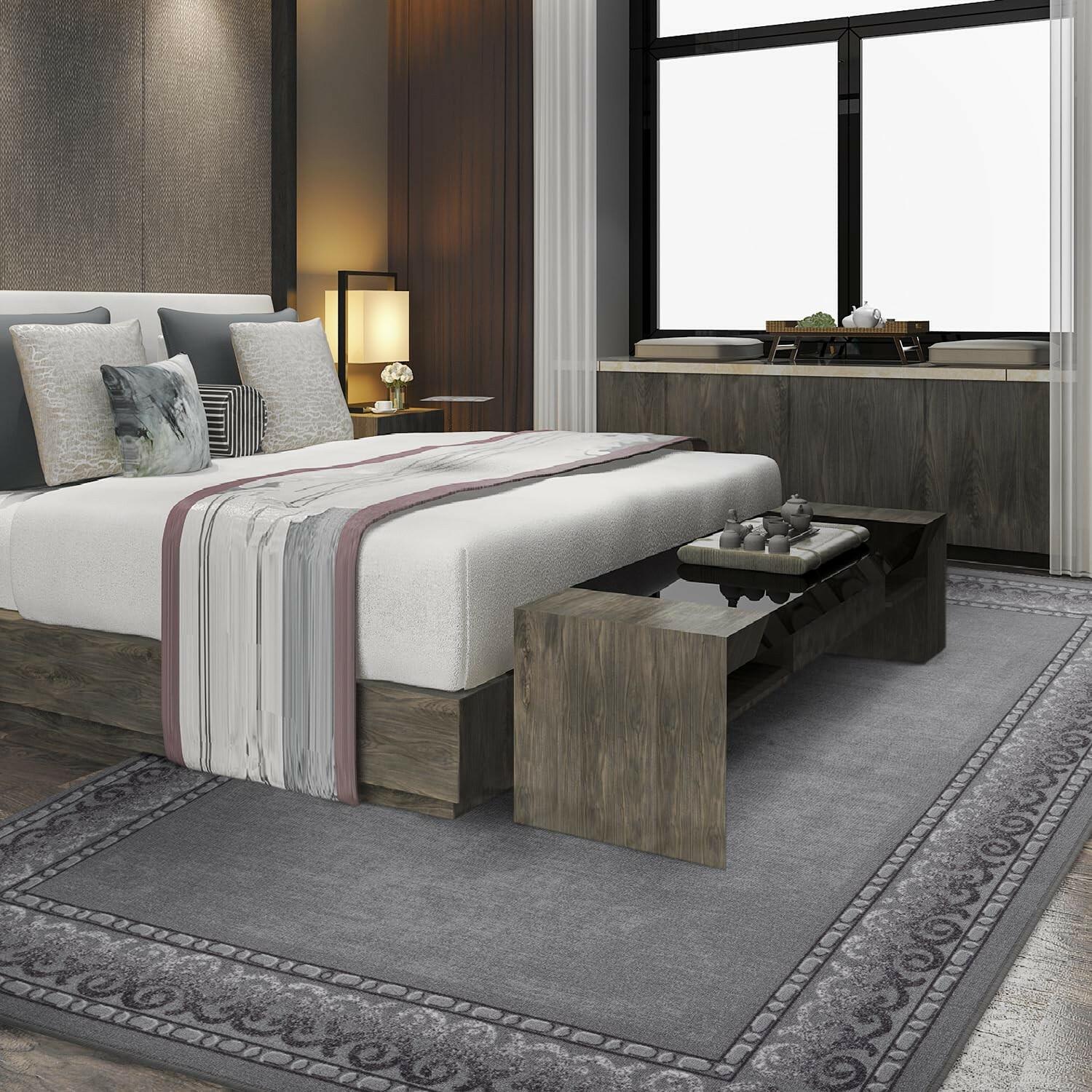 Grey Antep Rugs Alfombras Bordered Modern 3x5 Non-Slip (Non-Skid) Low Pile