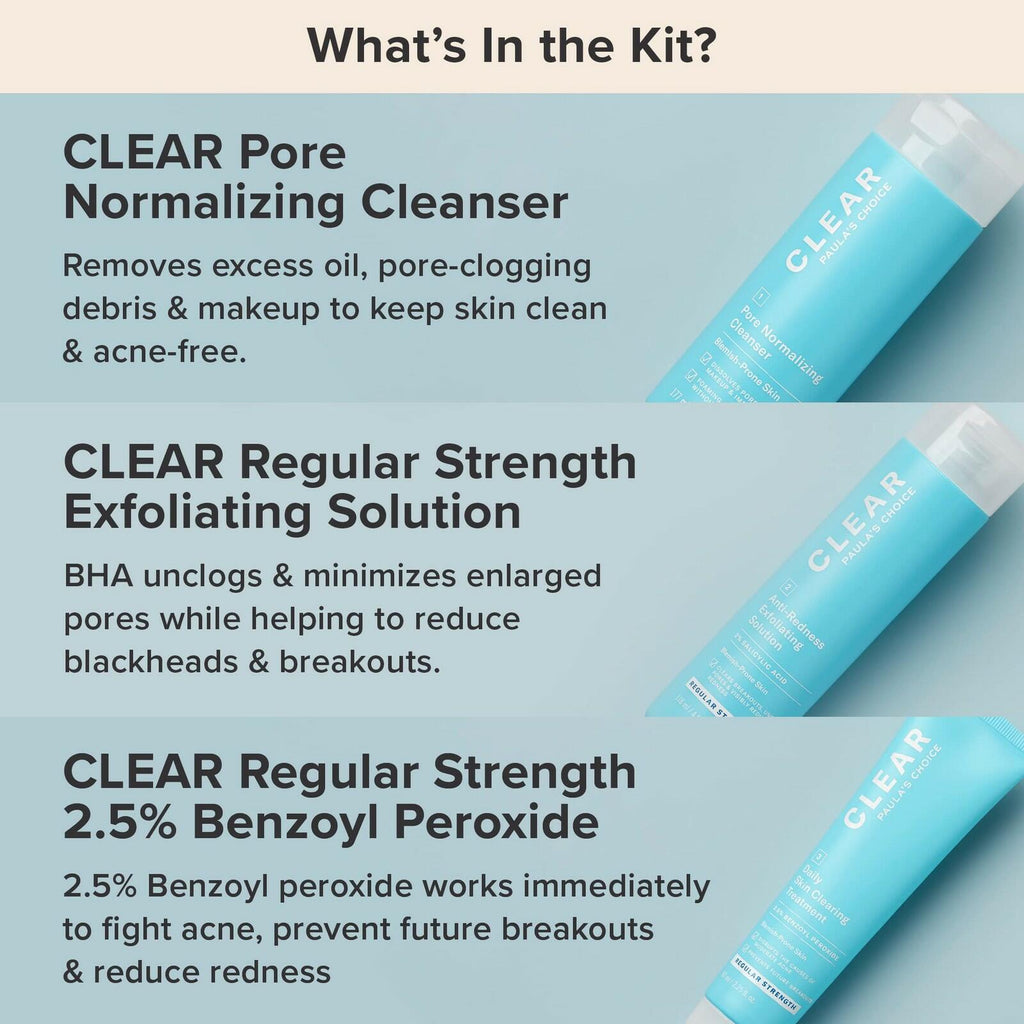 Paula's Choice CLEAR Regular Strength Acne Kit, 2% Salicylic Acid & 2.5% Benzoyl