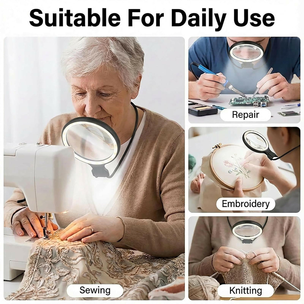 Magnifying Glass with Light - 5.4 in Hands Free Magnifying Glass for Reading,