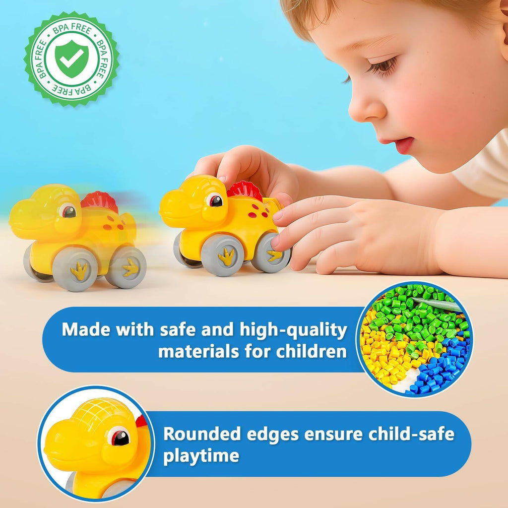 Toys for 1 Year Old Boy and Girl, Race Track for Toddlers 1-3 with 4 Dinosaurs