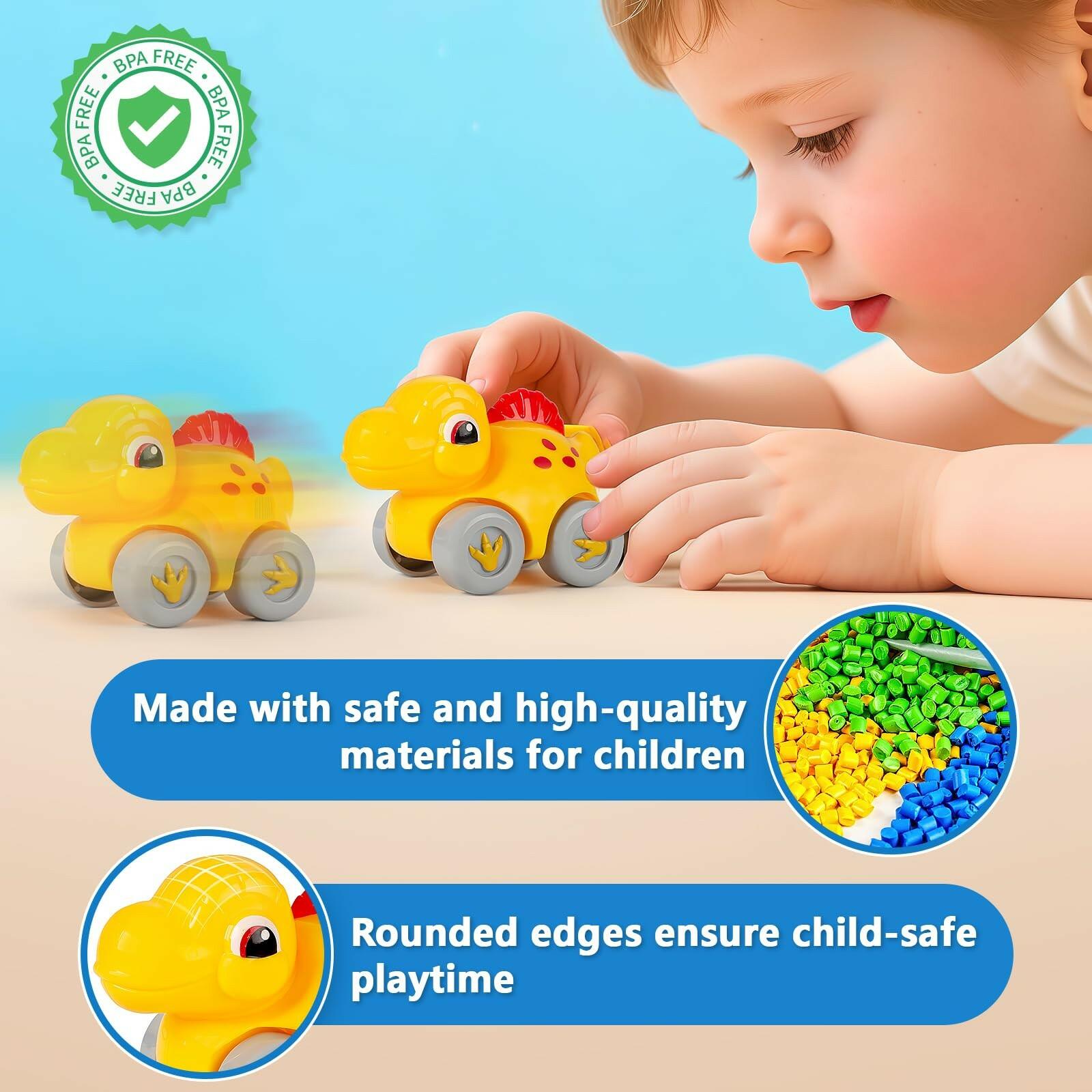 Toys for 1 Year Old Boy and Girl, Race Track for Toddlers 1-3 with 4 Dinosaurs
