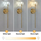 BOKT Gold Crystal Wall Sconce Set of 2 Brass Glass Bedroom Light Fixture