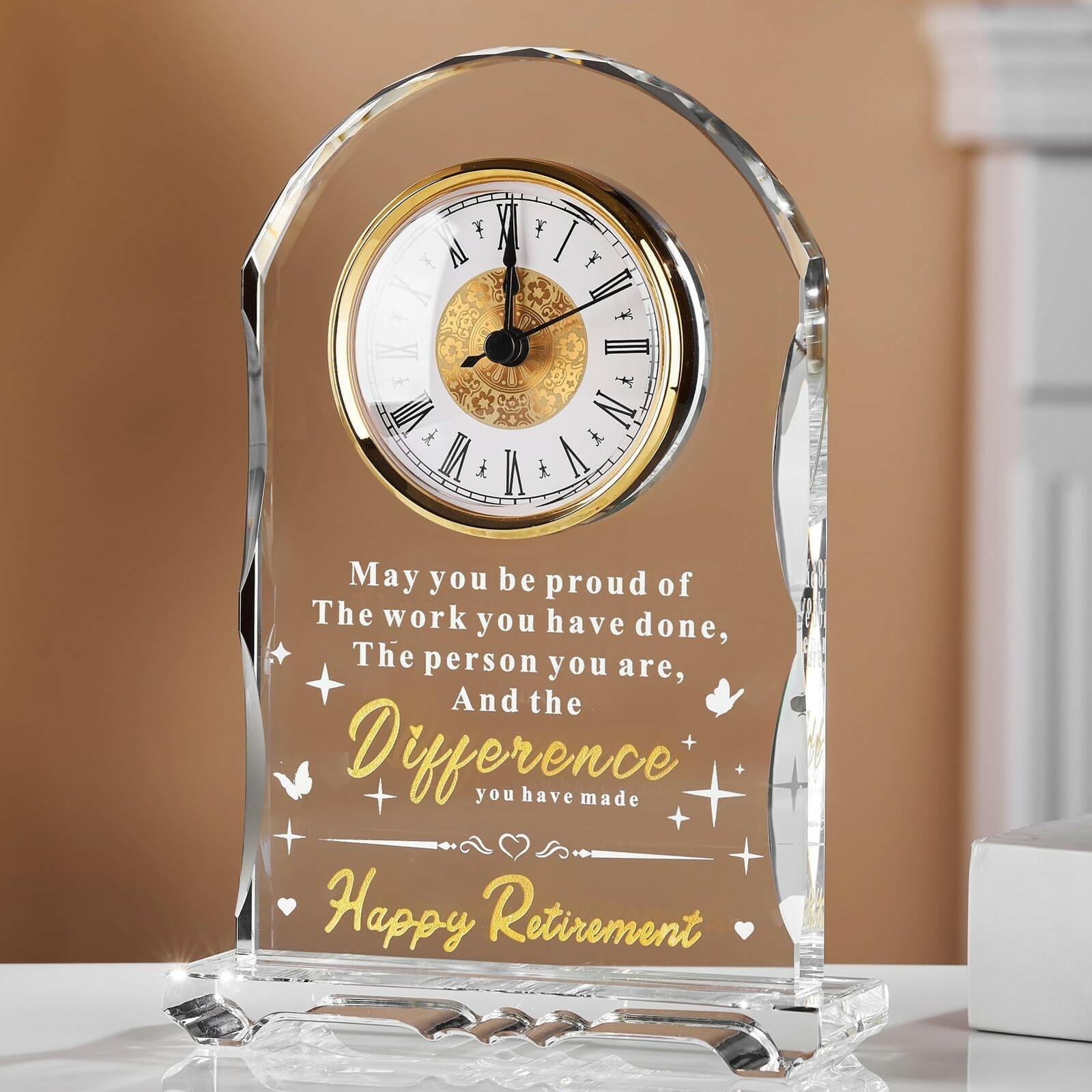 Ghtixsu 2026 Retirement Gifts for Women Men Crystal Clock, Going Away Gifts for