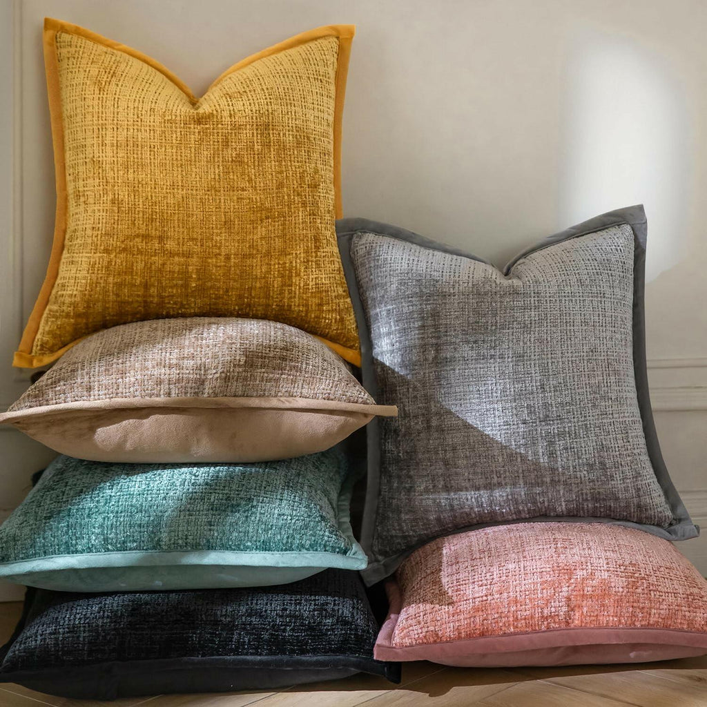 Yaertun Pack of 2 Chenille Textured Decorative Throw Pillow Covers Accent Solid