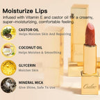 Oulac Matte Nude Peach Lipstick with Glow Metallic Finish - Vegan Lipstick for