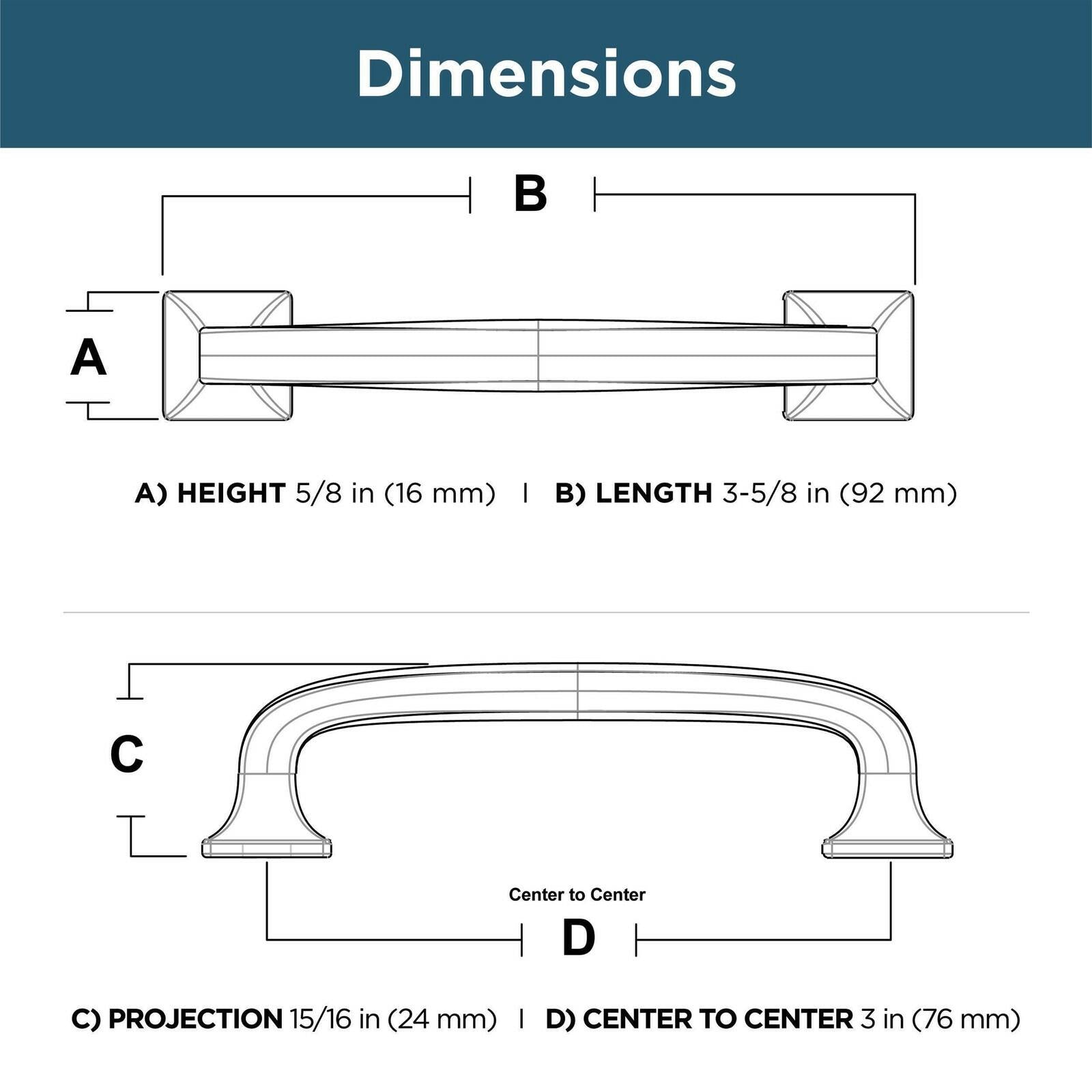 10-Pack Franklin Brass Lombard Cabinet Handles 3" Hole Center Pulls | Champagne