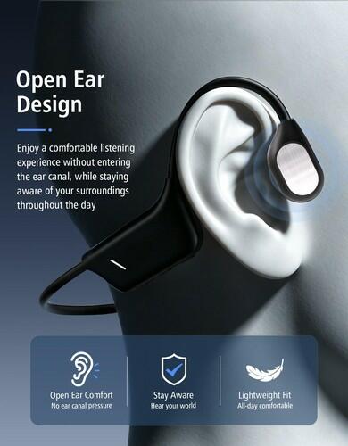 VQNV Bone Conduction Open-Ear Headphones, 25g, 10H Battery, IPX5