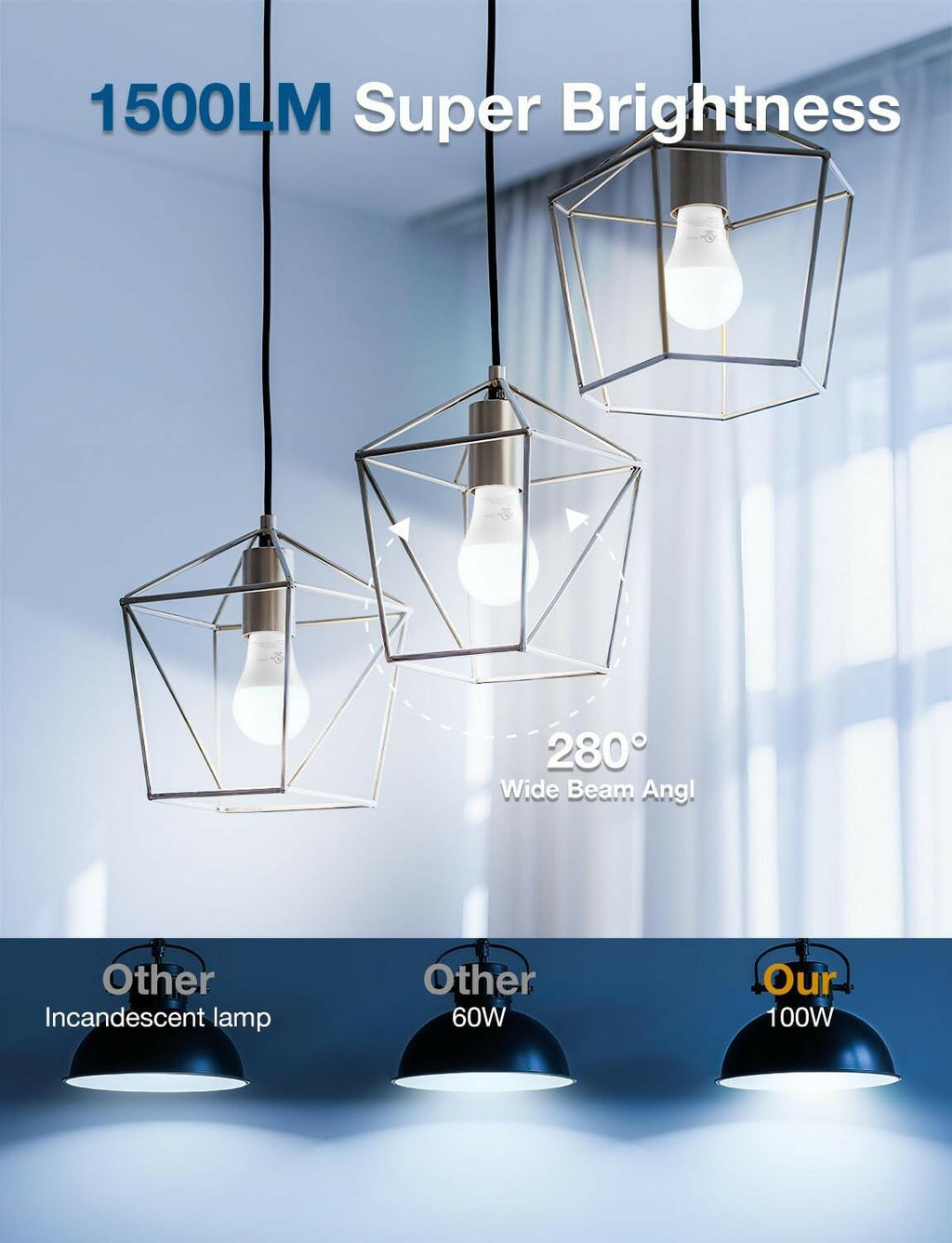 DAYBETTER LED Light Bulbs, A19 5000K Daylight Light Bulbs 100 Watt Equivalent,
