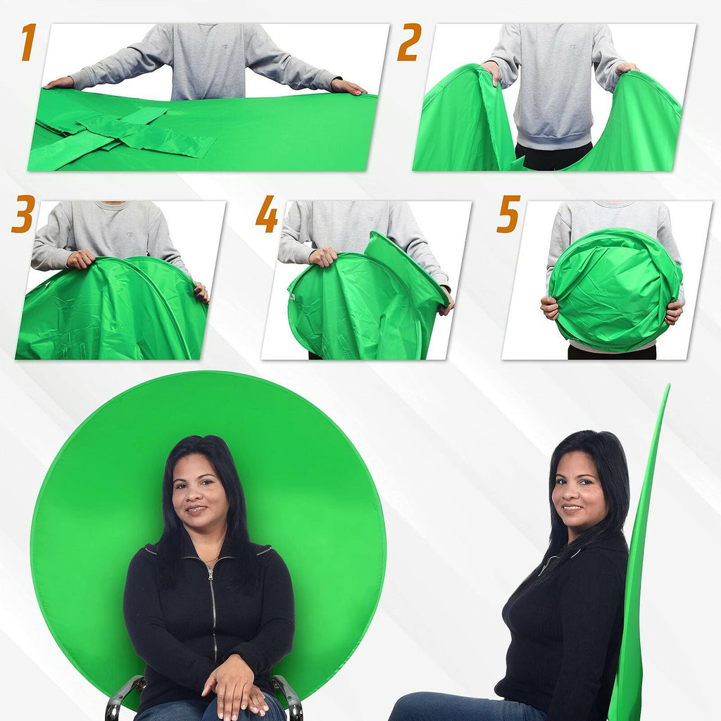 Webaround Big Shot 56" | Green | Portable Collapsible Webcam Backdrop | Attaches