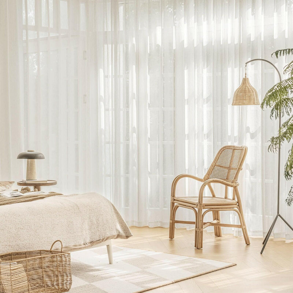 FMFUNCTEX Linen Sheer Curtains for Bedroom, Beige Curtains 84 inches Long for