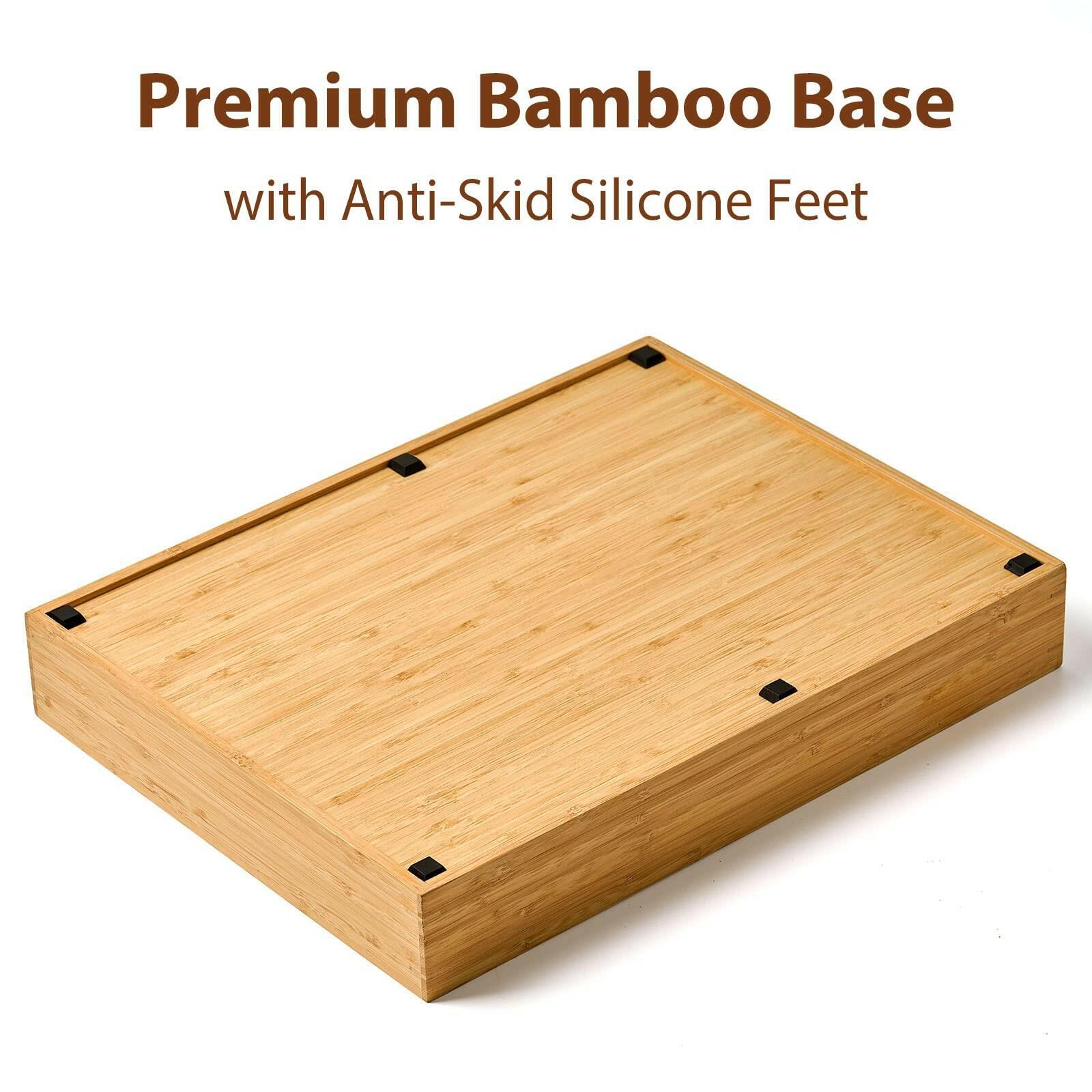 Umilife Bamboo Kitchen Drawer Organizer, 13 Inch Silverware Utensil Tray Holder,